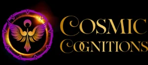 Cosmic Cognitions logo with winged symbol.
